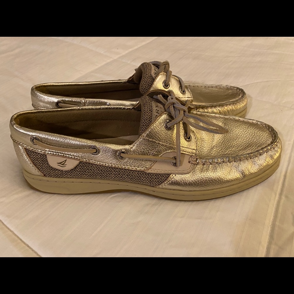 Gold & Linen SPERRY TOP-SIDER 11 Boat Shoes NEW